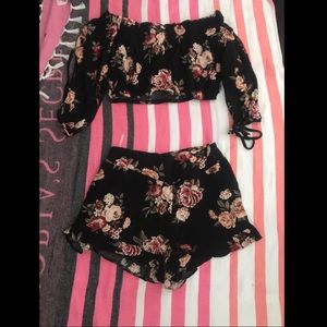 Floral Short & Crop Top 2Pc Set